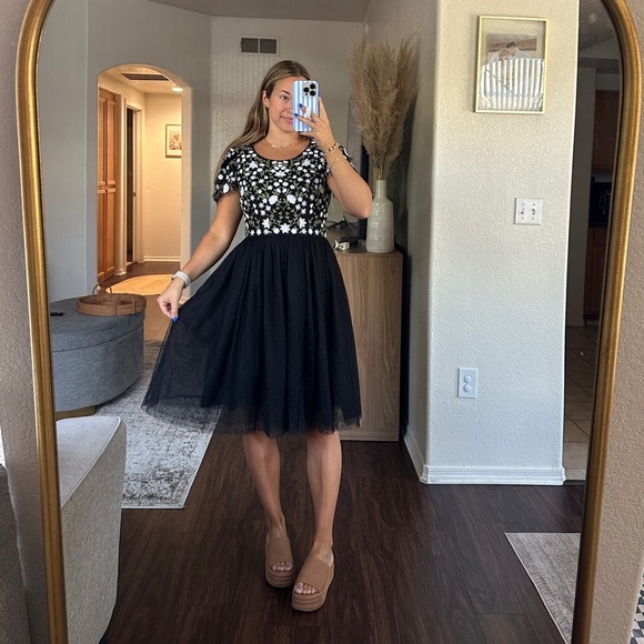 Jessakae Tulle Embroidered Clara Knee Length Dress - Picture 7 of 13